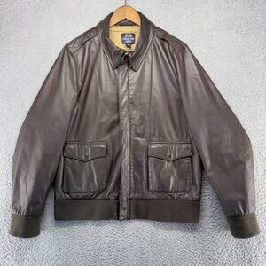 Willis & Geiger Jacket Men's medium Brown Zip Bomber Flight Soft Pockets Leather